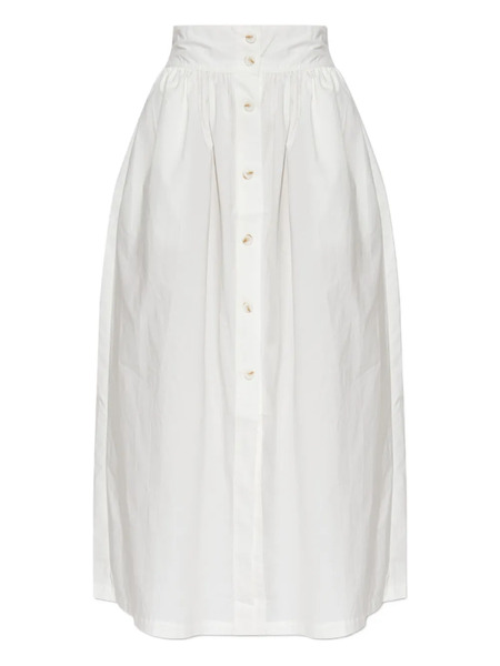  Posse Button-front Gathered Maxi Skirt - White 