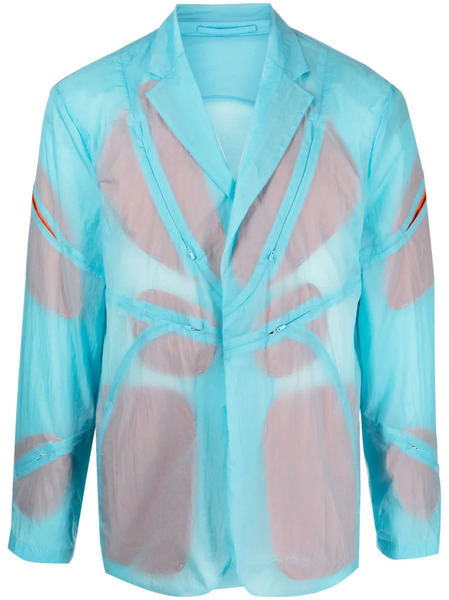  Post Archive Faction Semi-sheer Notched-lapels Jacket - Blue 
