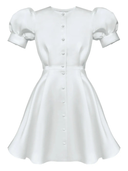  Post Meridiem Button-down Mini Dress - White 