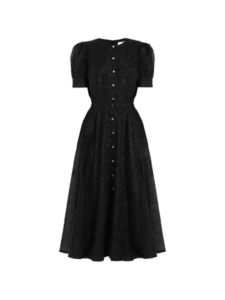  Post Meridiem Button-front Midi Dress - Black 