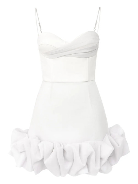  Post Meridiem Draped Ruffle Mini Dress - White 