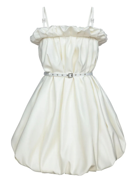  Post Meridiem Draped Thin-strap Mini Dress - Neutrals 