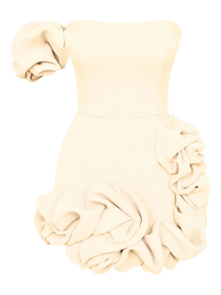  Post Meridiem One-shoulder Ruffled Mini Dress - Neutrals 