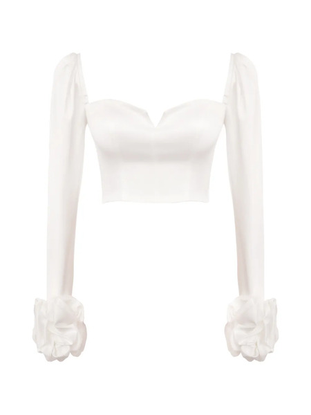  Post Meridiem Removable-cuff Long-sleeve Top - White 