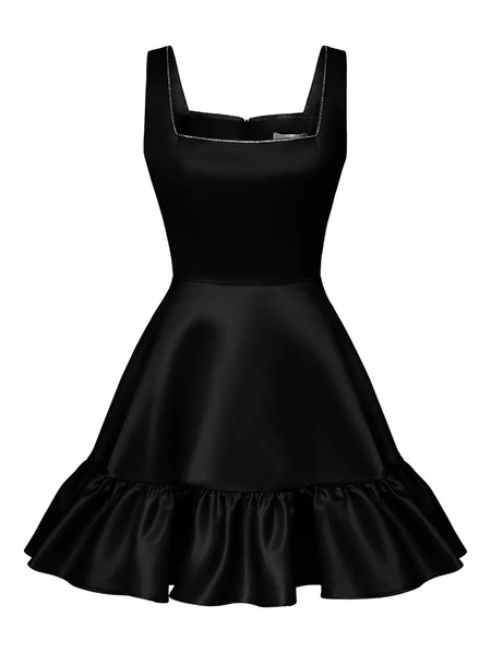  Post Meridiem Ruffle-hem Mini Dress - Black 