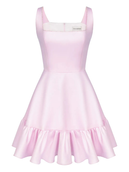  Post Meridiem Ruffle-hem Mini Dress - Pink 