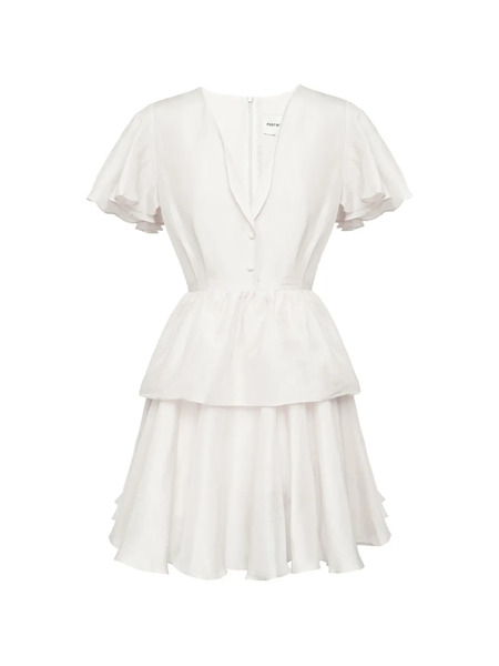  Post Meridiem Ruffled Mini Dress - White 