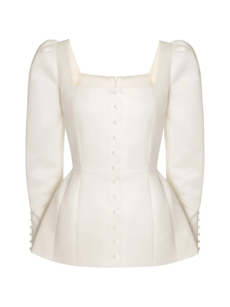  Post Meridiem Square-neck Top - Neutrals 