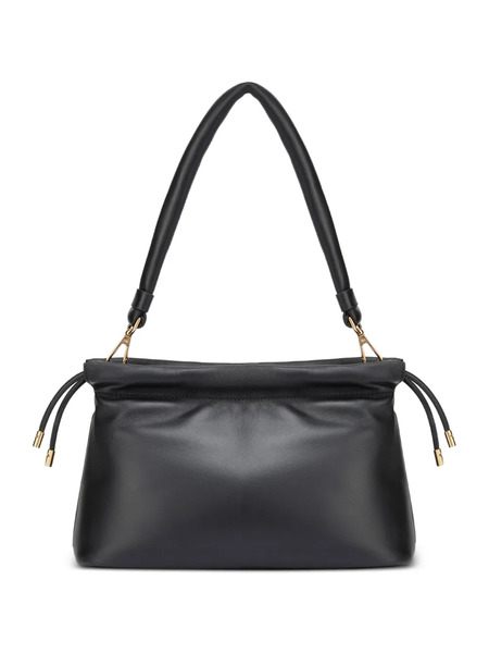  Potamy Drawstring Leather Shoulder Bag - Black 