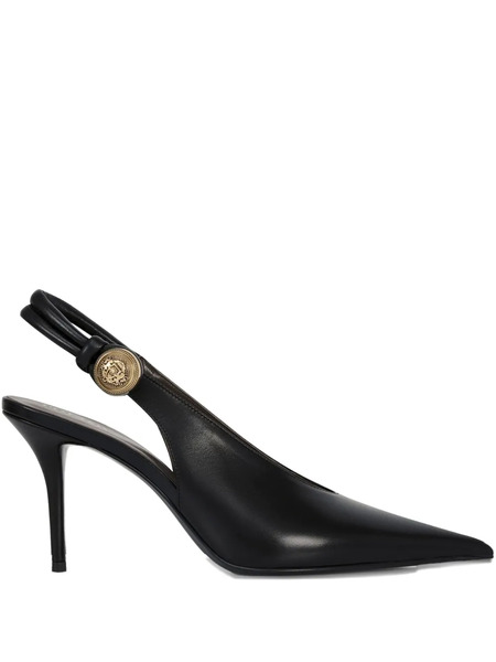  Potamy 100mm Leather Heeled Pumps - Black 