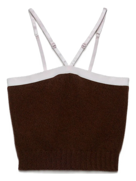  Prada Adjustable-straps Knitted Top - Brown 