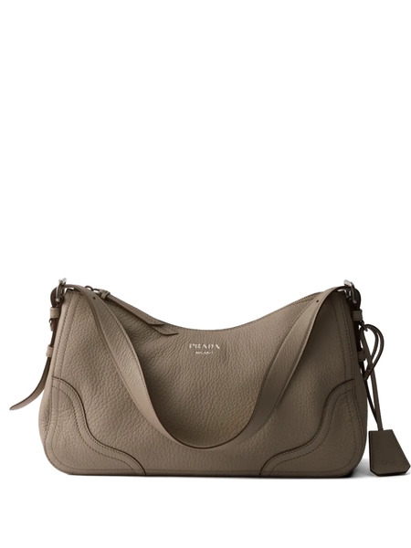  Prada Aimèe Large Leather Shoulder Bag - Grey 