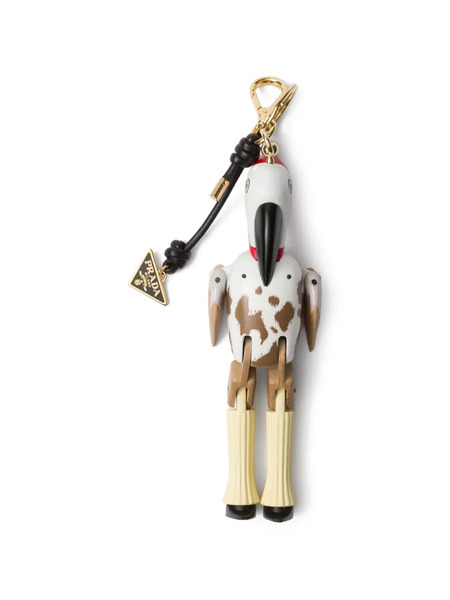  Prada Animal-motif Keyring - White 