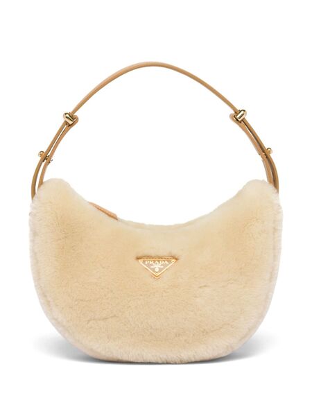  Prada Arqué Shearling Shoulder Bag - Neutrals 