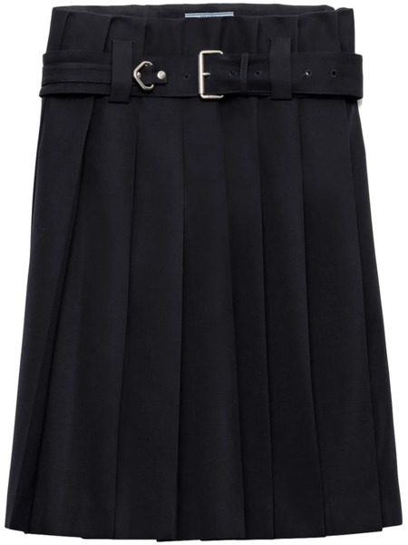  Prada Belted Pleated Skirt - Blue 