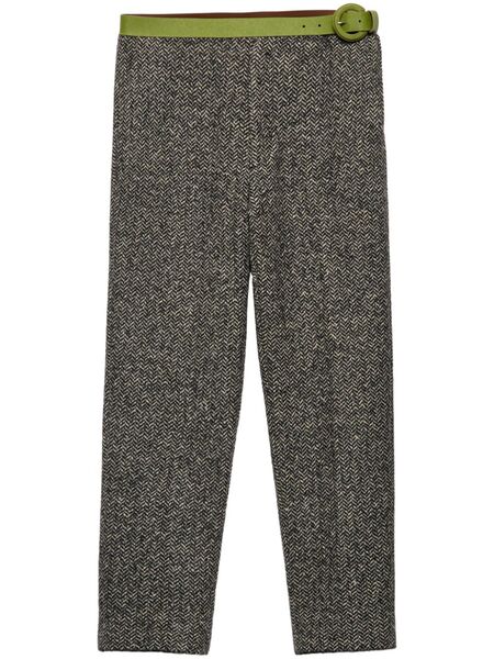  Prada Belted Slim Fit Trousers - White 