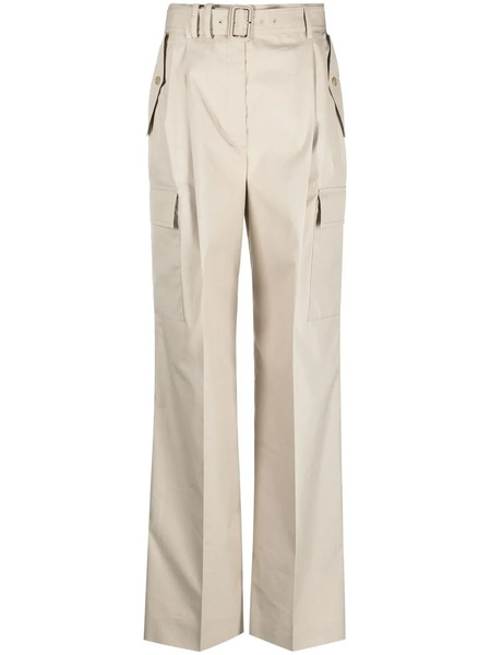  Prada Belted Wide-leg Trousers - Neutrals 