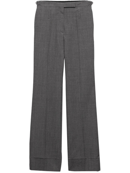  Prada Belted Wool Tailored Trousers - Grey 