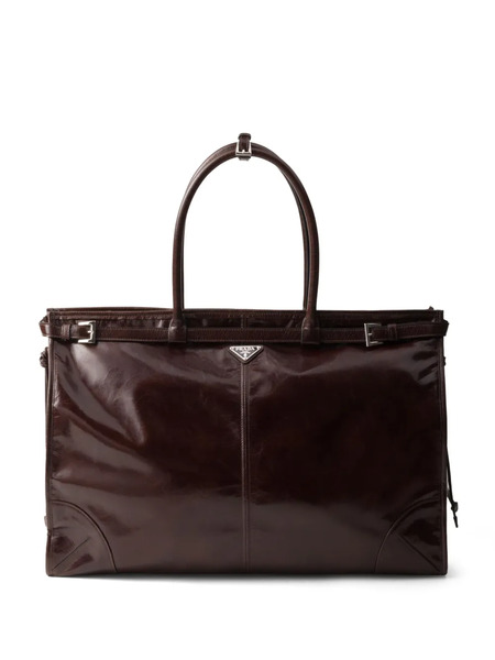  Prada Bonnie Leather Tote Bag - Brown 