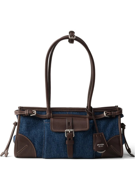  Prada Bonnie Medium Denim And Leather Handbag - Blue 