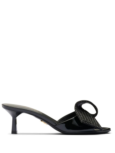  Prada Bow-detail Patent-leather Sandals - Black 