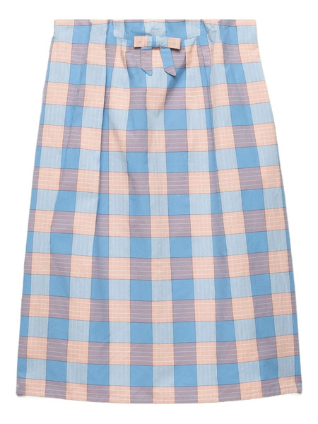  Prada Bow-detailed Checked Skirt - Blue 