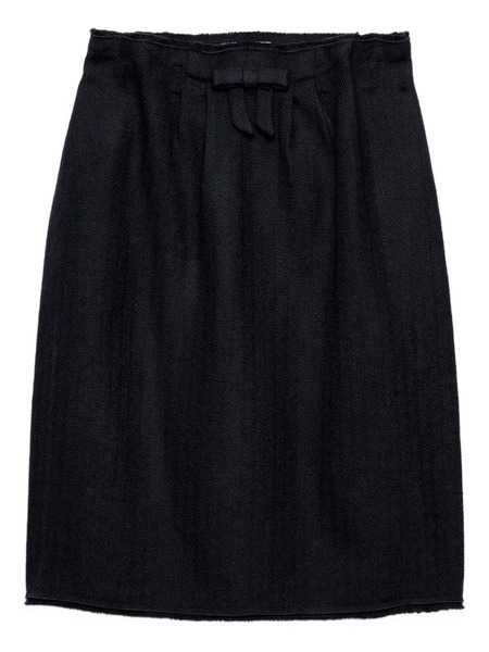  Prada Bow-detailed Frayed-edge Midi Skirt - Blue 