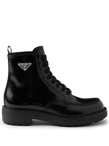  Prada Brushed-leather Boots - Black 
