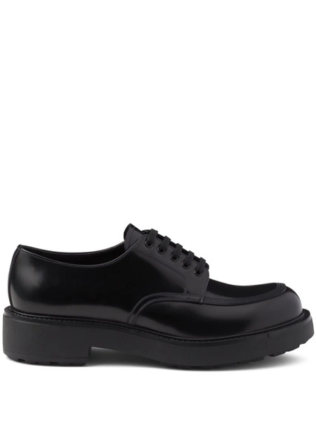  Prada Brushed Leather Derby Shoes - Black 