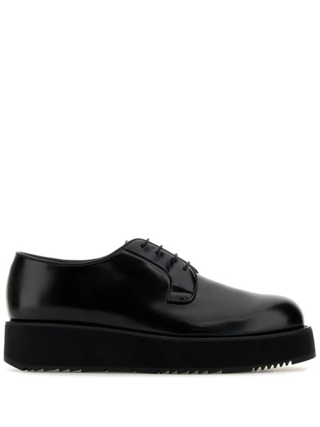  Prada Brushed-leather Derby Shoes - Black 
