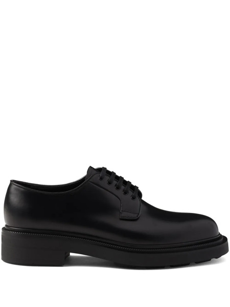  Prada Brushed-leather Derby Shoes - Black 