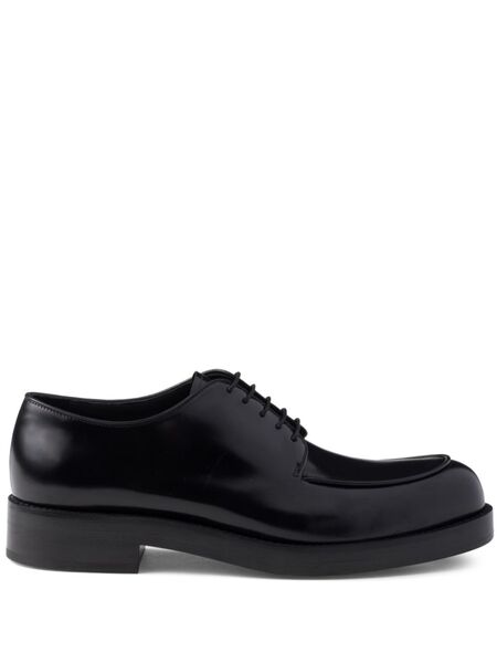  Prada Brushed-leather Derby Shoes - Black 