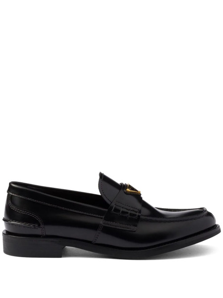  Prada Brushed Leather Loafers - Black 
