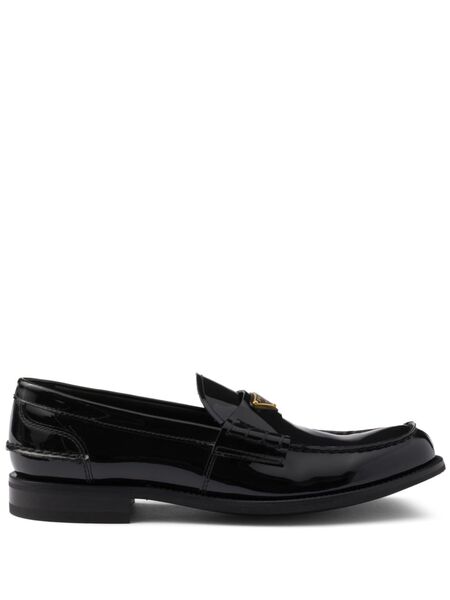  Prada Brushed Leather Loafers - Black 