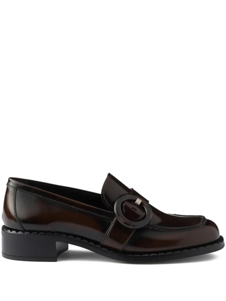  Prada Brushed-leather Loafers - Brown 