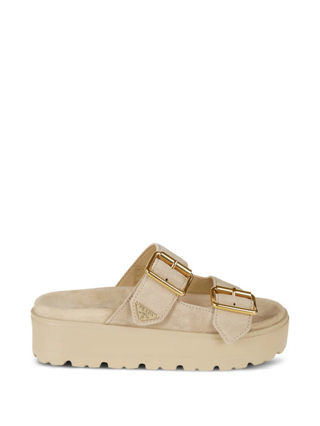  Prada Buckle Platform Sandals - Neutrals 