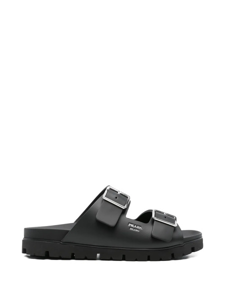  Prada Buckle Strap Sandals - Black 