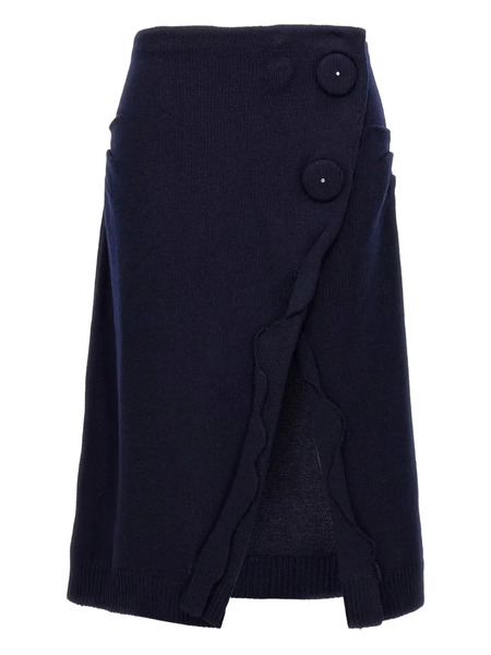  Prada Button-detailed Cashmere Midi Skirt - Blue 
