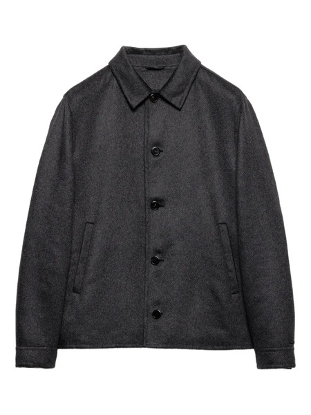  Prada Button Double Knit Jacket - Grey 