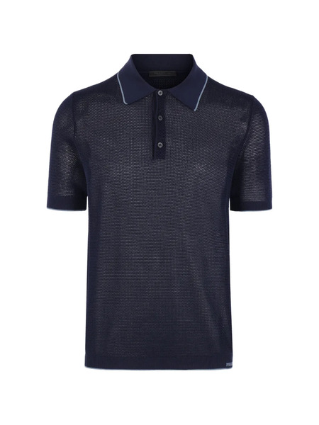  Prada Buttoned Short-sleeve Polo Shirt - Blue 