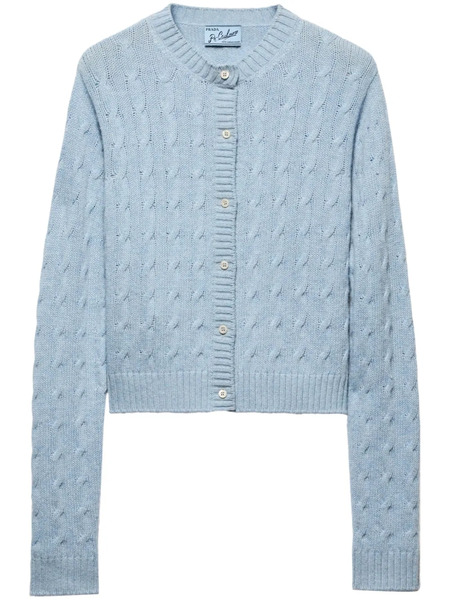  Prada Cable-knit Buttoned Cardigan - Blue 