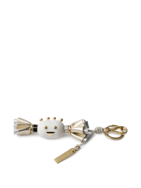  Prada Candy Plexiglas And Leather Key Ring Charm - White 