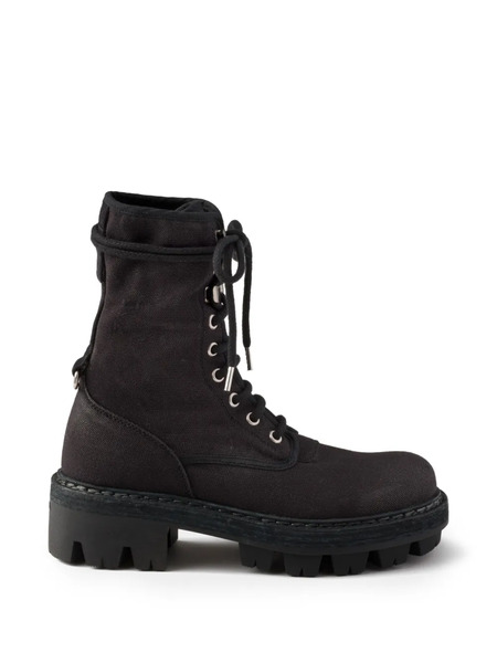  Prada Canvas Ankle Boots - Black 