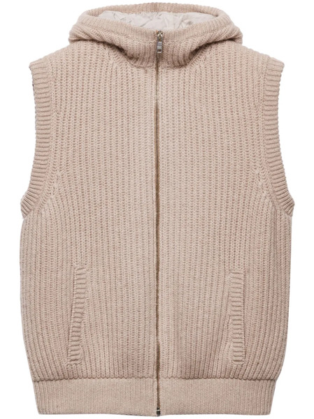  Prada Cashmere Hooded Gilet - Neutrals 