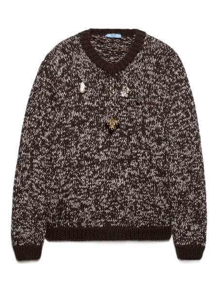  Prada Charm-embellishment Sweater - Brown 