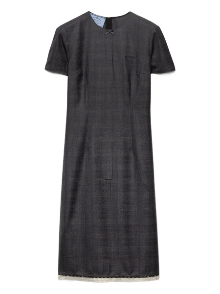  Prada Checked Midi Dress - Grey 