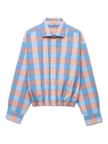  Prada Checked Poplin Shirt - Blue 