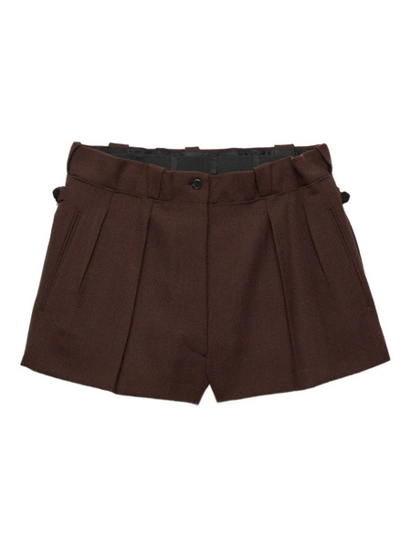  Prada Chevron Wool Shorts - Brown 