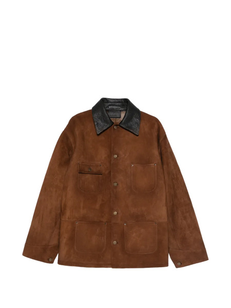  Prada Contrast-collar Suede Jacket - Brown 