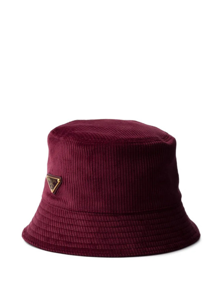  Prada Corduroy Bucket Hat - Red 